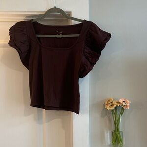 a new day Brown Puff Sleeve Blouse 🤎